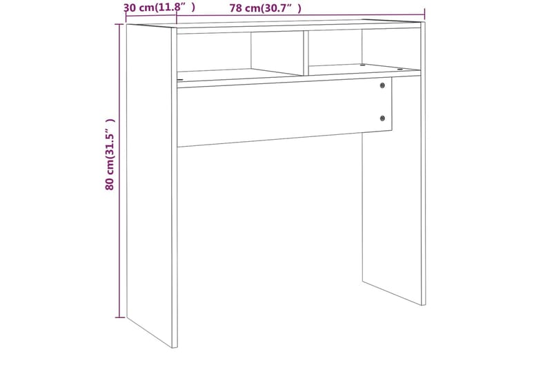 beBasic Konsollbord brun eik 78x30x80 cm konstruert tre - Brun - Gangbord - Konsollbord