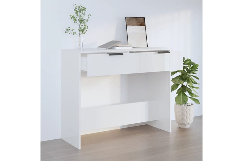 beBasic Konsollbord høyglans hvit 90x36x75 cm konstruert tre - Hvit - Konsollbord - Gangbord