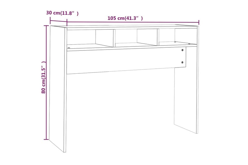 beBasic Konsollbord røkt eik 105x30x80 cm konstruert tre - Brun - Gangbord - Konsollbord