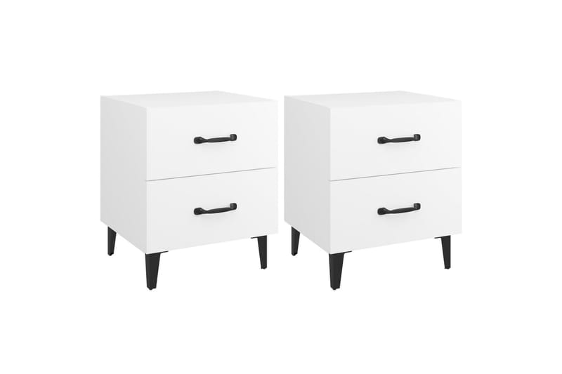 beBasic Nattbord 2 stk 40x35x47,5 cm - Hvit - Møbler - Bord - Avlastningsbord - Sengebord & nattbord
