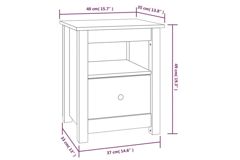 beBasic Nattbord 2 stk 40x35x49 heltre furu - Brun - Sengebord & nattbord