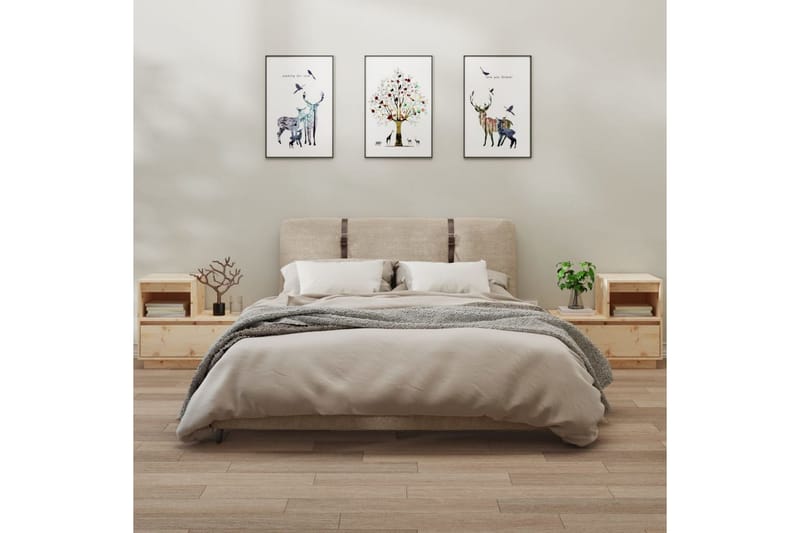 beBasic Nattbord 2 stk 60x34x51 heltre furu - Brun - Møbler - Bord - Avlastningsbord - Sengebord & nattbord