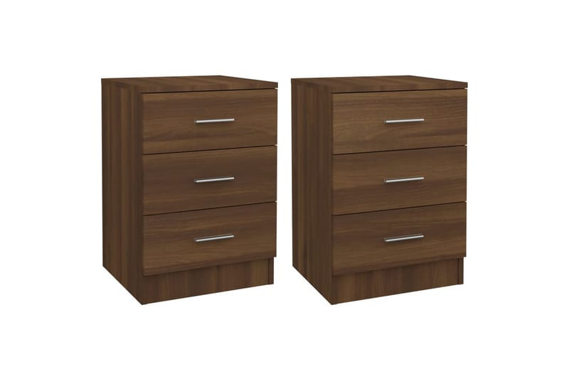 beBasic Nattbord 2 stk brun eik 38x35x56 cm konstruert tre - Brun - Møbler - Bord - Avlastningsbord - Sengebord & nattbord
