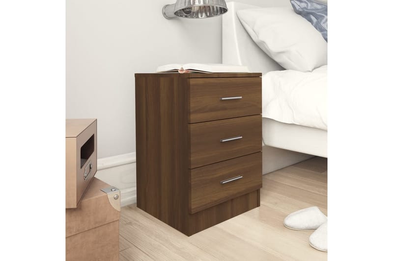 beBasic Nattbord 2 stk brun eik 38x35x56 cm konstruert tre - Brun - Møbler - Bord - Avlastningsbord - Sengebord & nattbord