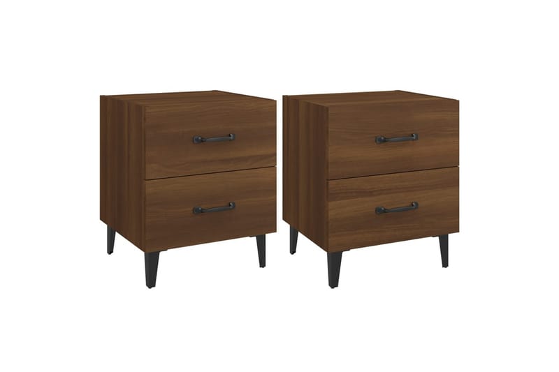beBasic Nattbord 2 stk brun eik 40x35x47,5 cm - Brun - Møbler - Bord - Avlastningsbord - Sengebord & nattbord