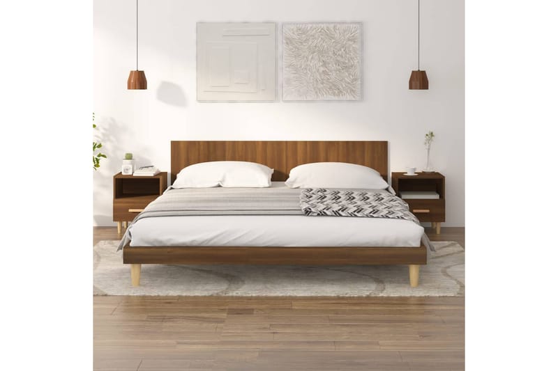 beBasic Nattbord 2 stk brun eik 40x35x47 cm - Brun - Møbler - Bord - Avlastningsbord - Sengebord & nattbord