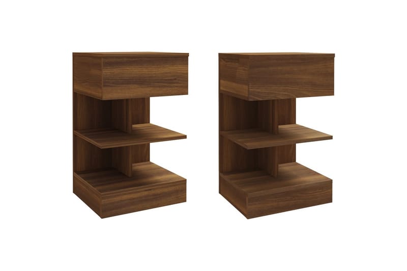 beBasic Nattbord 2 stk brun eik 40x35x65 cm konstruert tre - Brun - Møbler - Bord - Avlastningsbord - Sengebord & nattbord