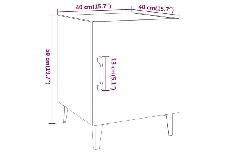 beBasic Nattbord 2 stk brun eik konstruert tre - Brun - Sengebord & nattbord