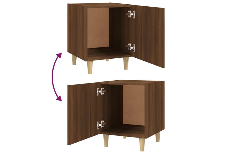 beBasic Nattbord 2 stk brun eik konstruert tre - Brun - Møbler - Bord - Avlastningsbord - Sengebord & nattbord