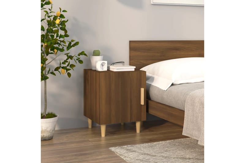 beBasic Nattbord 2 stk brun eik konstruert tre - Brun - Møbler - Bord - Avlastningsbord - Sengebord & nattbord