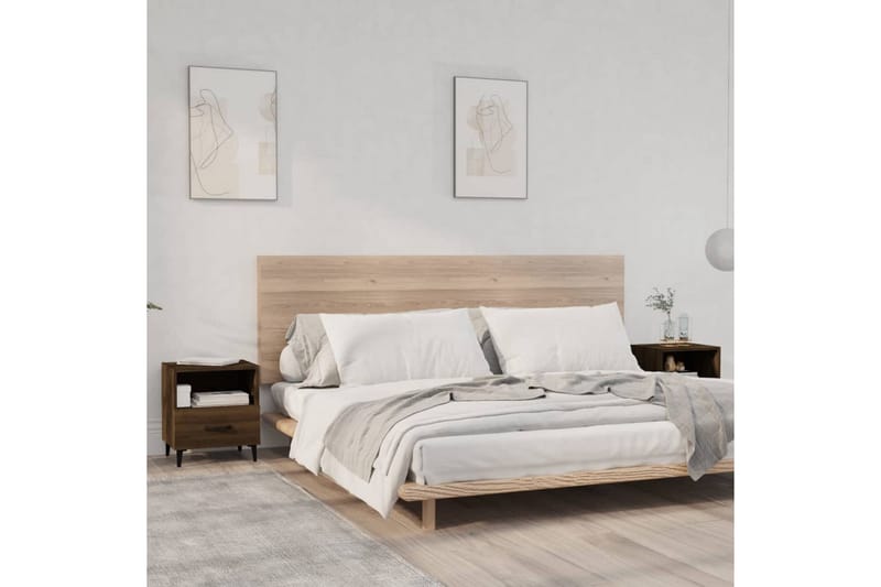 beBasic Nattbord 2 stk brun eik konstruert tre - Brun - Møbler - Bord - Avlastningsbord - Sengebord & nattbord