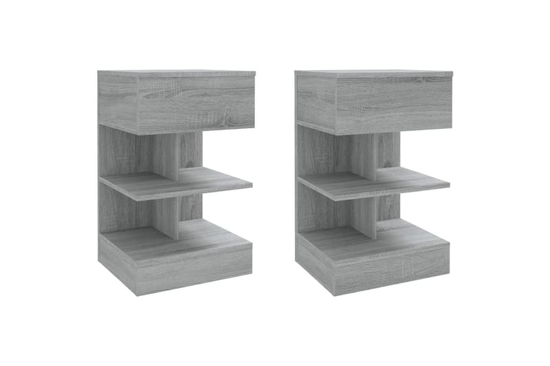 beBasic Nattbord 2 stk grå sonoma 40x35x65 cm konstruert tre - GrÃ¥ - Møbler - Bord - Avlastningsbord - Sengebord & nattbord