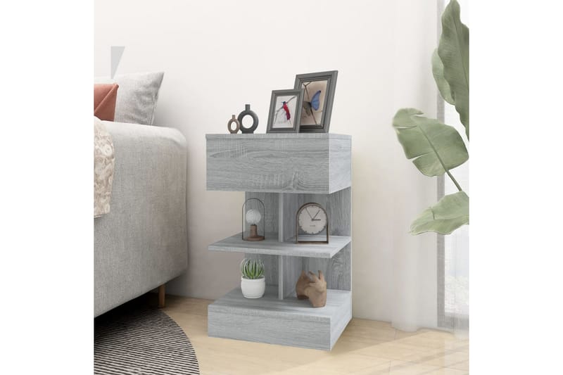 beBasic Nattbord 2 stk grå sonoma 40x35x65 cm konstruert tre - GrÃ¥ - Møbler - Bord - Avlastningsbord - Sengebord & nattbord