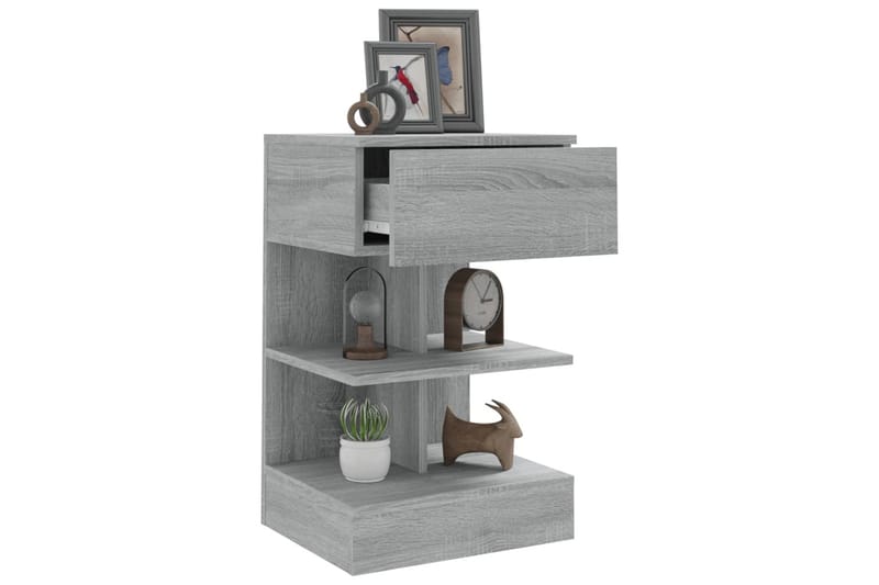 beBasic Nattbord 2 stk grå sonoma 40x35x65 cm konstruert tre - GrÃ¥ - Møbler - Bord - Avlastningsbord - Sengebord & nattbord