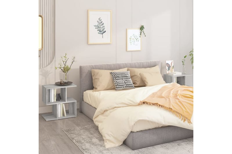 beBasic Nattbord 2 stk grå sonoma 50x30x51,5 cm konstruert tre - GrÃ¥ - Møbler - Bord - Avlastningsbord - Sengebord & nattbord