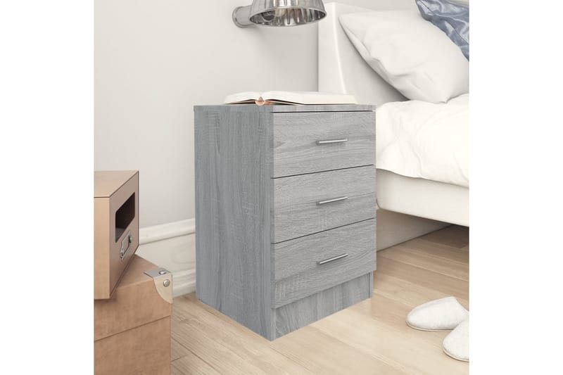 beBasic Nattbord 2 stk grå sonoma eik 38x35x56 cm konstruert tre - GrÃ¥ - Møbler - Bord - Avlastningsbord - Sengebord & nattbord