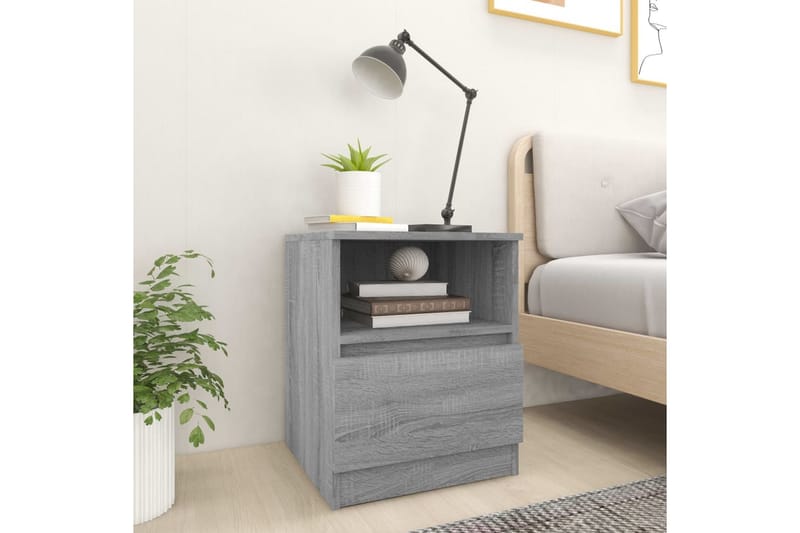 beBasic Nattbord 2 stk grå sonoma eik 40x40x50 cm konstruert tre - GrÃ¥ - Møbler - Bord - Avlastningsbord - Sengebord & nattbord