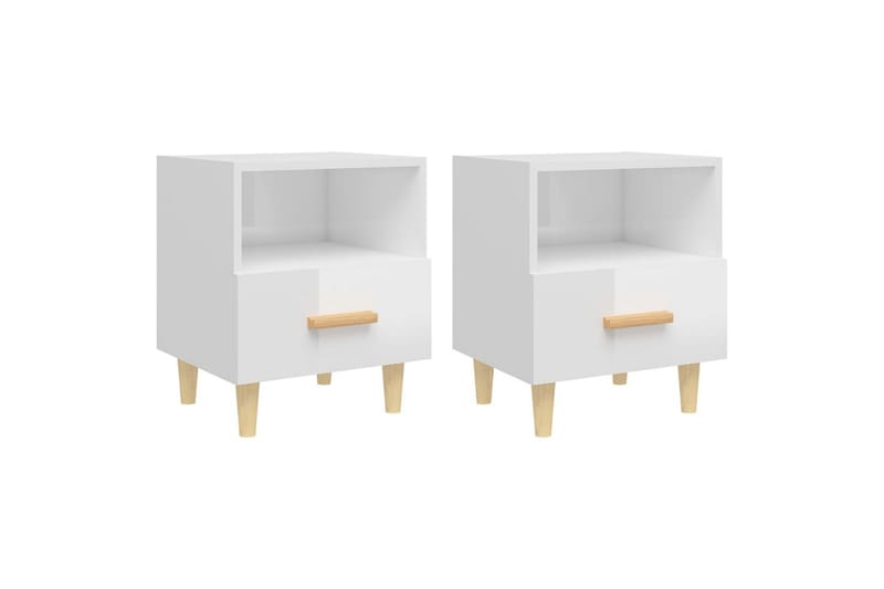 beBasic Nattbord 2 stk høyglans hvit 40x35x47 cm - Hvit - Møbler - Bord - Avlastningsbord - Sengebord & nattbord