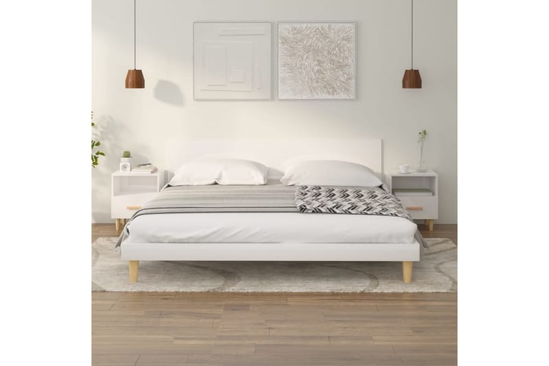beBasic Nattbord 2 stk høyglans hvit 40x35x47 cm - Hvit - Møbler - Bord - Avlastningsbord - Sengebord & nattbord
