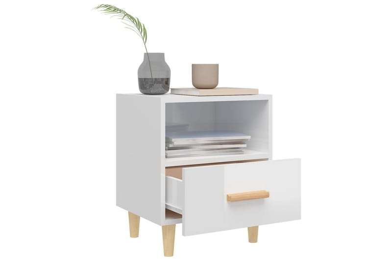 beBasic Nattbord 2 stk høyglans hvit 40x35x47 cm - Hvit - Møbler - Bord - Avlastningsbord - Sengebord & nattbord