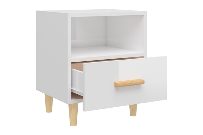 beBasic Nattbord 2 stk høyglans hvit 40x35x47 cm - Hvit - Møbler - Bord - Avlastningsbord - Sengebord & nattbord
