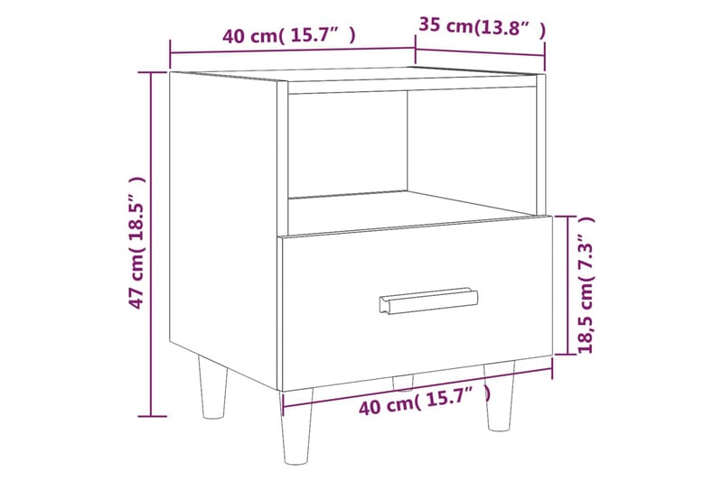 beBasic Nattbord 2 stk høyglans hvit 40x35x47 cm - Hvit - Møbler - Bord - Avlastningsbord - Sengebord & nattbord