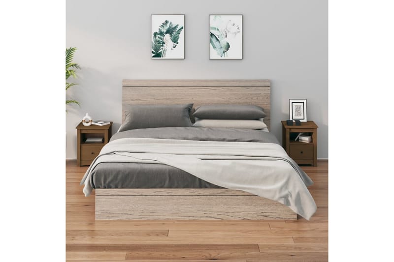 beBasic Nattbord 2 stk honningbrun 40x35x49 cm heltre furu - Brun - Møbler - Bord - Avlastningsbord - Sengebord & nattbord