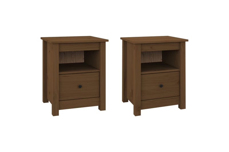 beBasic Nattbord 2 stk honningbrun 40x35x49 cm heltre furu - Brun - Møbler - Bord - Avlastningsbord - Sengebord & nattbord