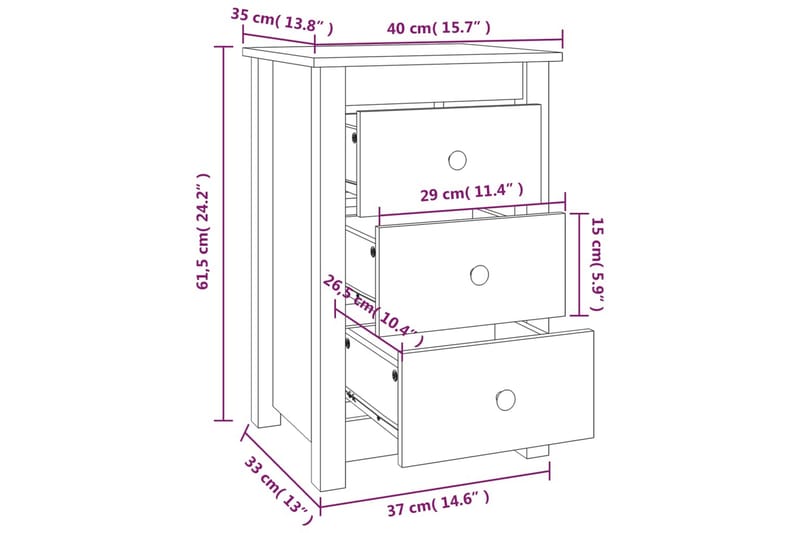 beBasic Nattbord 2 stk honningbrun 40x35x61,5 cm heltre furu - Brun - Møbler - Bord - Avlastningsbord - Sengebord & nattbord