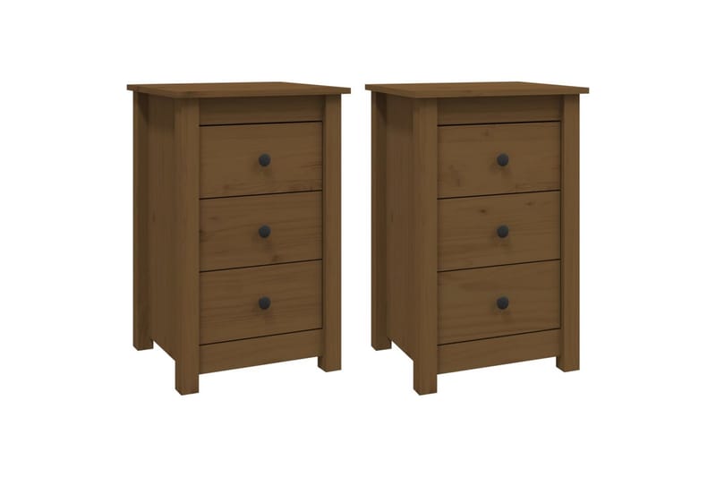 beBasic Nattbord 2 stk honningbrun 40x35x61,5 cm heltre furu - Brun - Møbler - Bord - Avlastningsbord - Sengebord & nattbord