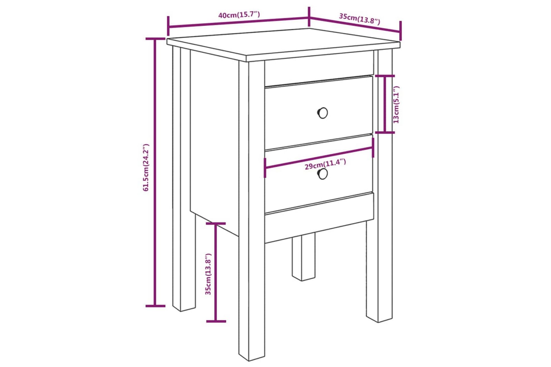 beBasic Nattbord 2 stk honningbrun 40x35x61,5 cm heltre furu - Brun - Møbler - Bord - Avlastningsbord - Sengebord & nattbord