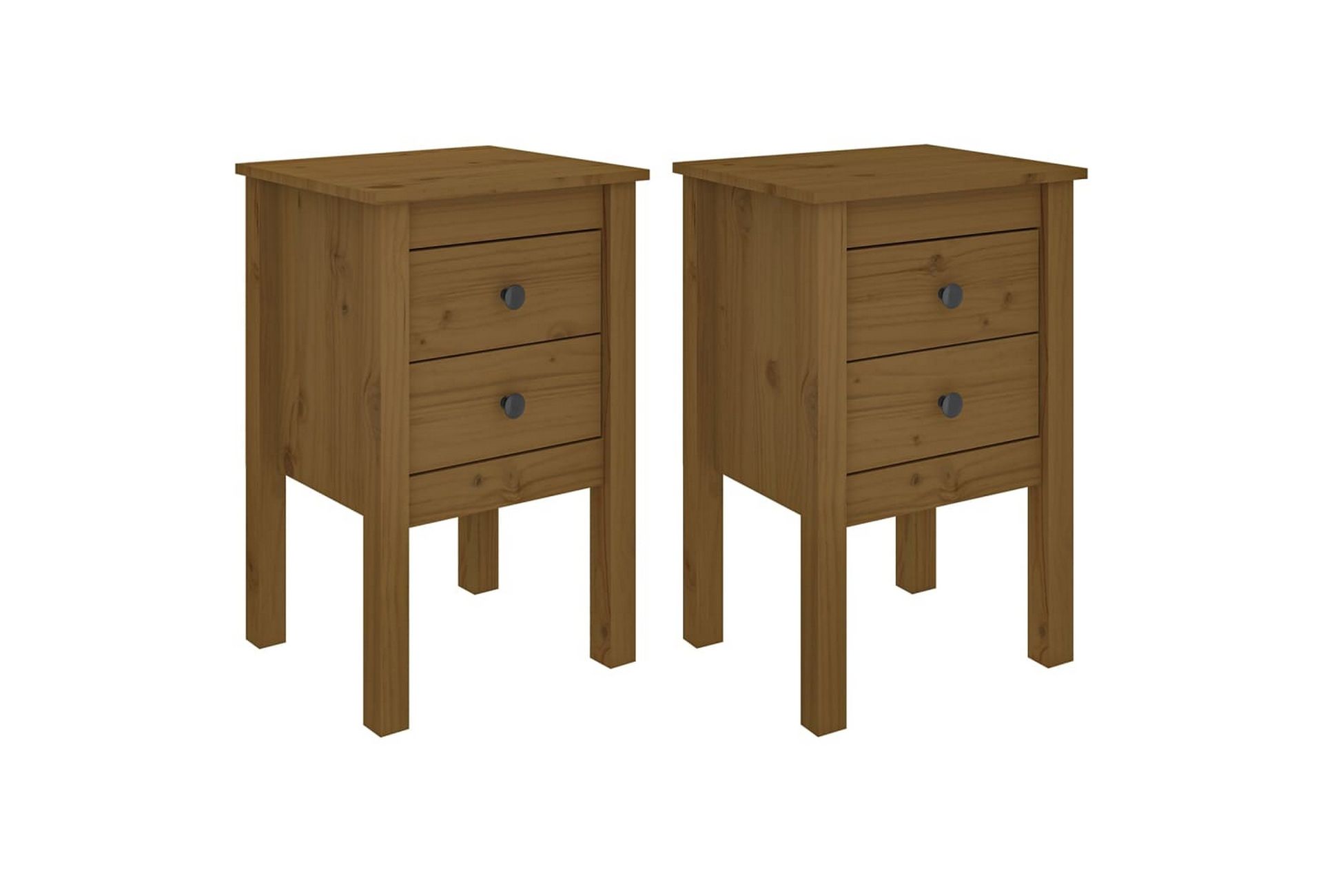 beBasic Nattbord 2 stk honningbrun 40x35x61,5 cm heltre furu - Brun - Møbler - Bord - Avlastningsbord - Sengebord & nattbord