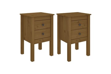 beBasic Nattbord 2 stk honningbrun 40x35x61,5 cm heltre furu - Brun - Møbler - Bord - Avlastningsbord - Sengebord & nattbord