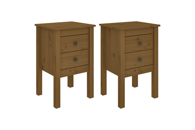 beBasic Nattbord 2 stk honningbrun 40x35x61,5 cm heltre furu - Brun - Møbler - Bord - Avlastningsbord - Sengebord & nattbord