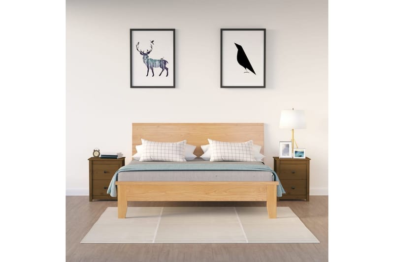 beBasic Nattbord 2 stk honningbrun 50x35x61,5 cm heltre furu - Brun - Møbler - Bord - Avlastningsbord - Sengebord & nattbord