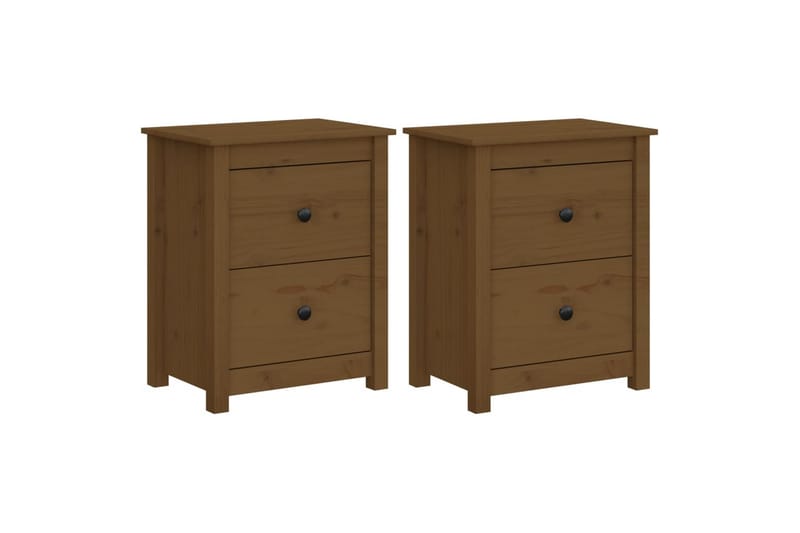 beBasic Nattbord 2 stk honningbrun 50x35x61,5 cm heltre furu - Brun - Møbler - Bord - Avlastningsbord - Sengebord & nattbord