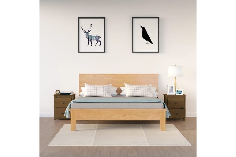 beBasic Nattbord 2 stk honningbrun 50x35x61,5 cm heltre furu - Brun - Møbler - Bord - Avlastningsbord - Sengebord & nattbord