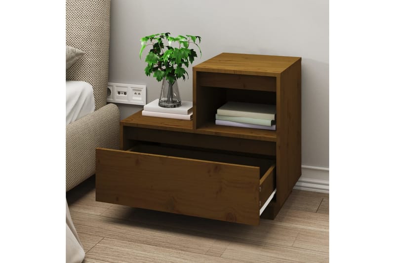beBasic Nattbord 2 stk honningbrun 60x34x51 cm heltre furu - Brun - Møbler - Bord - Avlastningsbord - Sengebord & nattbord