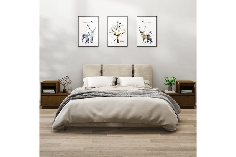 beBasic Nattbord 2 stk honningbrun 60x34x51 cm heltre furu - Brun - Møbler - Bord - Avlastningsbord - Sengebord & nattbord