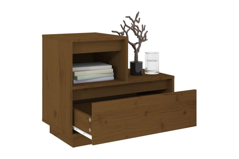 beBasic Nattbord 2 stk honningbrun 60x34x51 cm heltre furu - Brun - Sengebord & nattbord