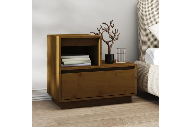 beBasic Nattbord 2 stk honningbrun 60x34x51 cm heltre furu - Brun - Møbler - Bord - Avlastningsbord - Sengebord & nattbord