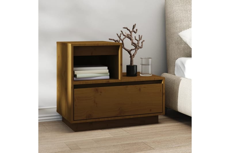 beBasic Nattbord 2 stk honningbrun 60x34x51 cm heltre furu - Brun - Sengebord & nattbord