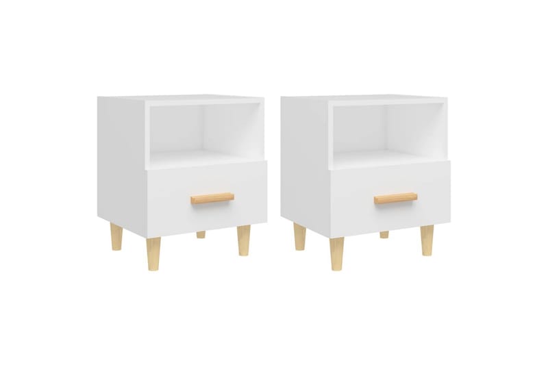 beBasic Nattbord 2 stk hvit 40x35x47 cm - Hvit - Møbler - Bord - Avlastningsbord - Sengebord & nattbord