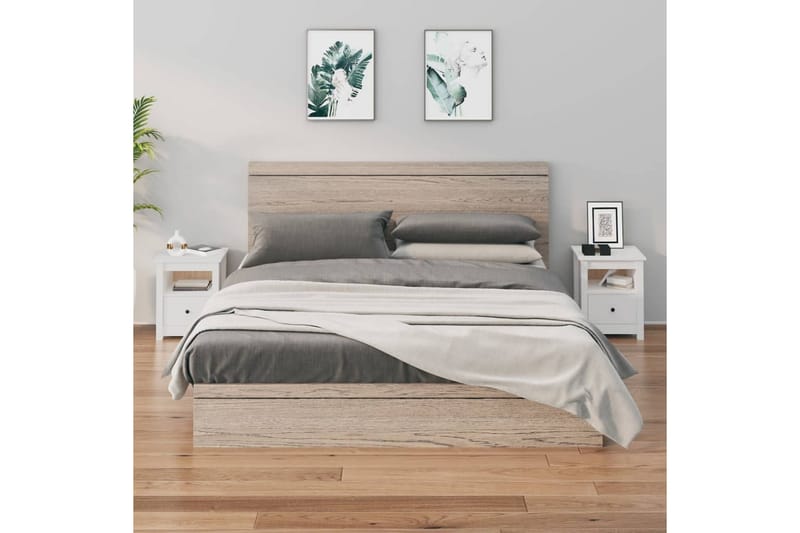 beBasic Nattbord 2 stk hvit 40x35x49 heltre furu - Hvit - Møbler - Bord - Avlastningsbord - Sengebord & nattbord