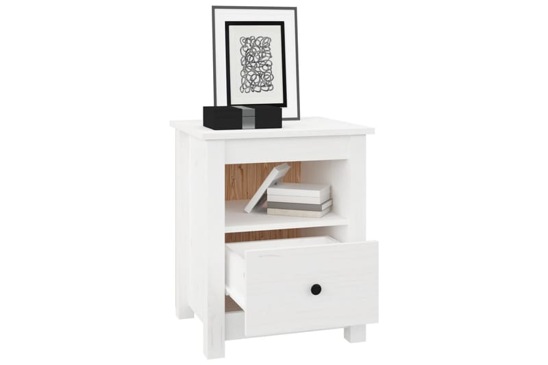 beBasic Nattbord 2 stk hvit 40x35x49 heltre furu - Hvit - Møbler - Bord - Avlastningsbord - Sengebord & nattbord