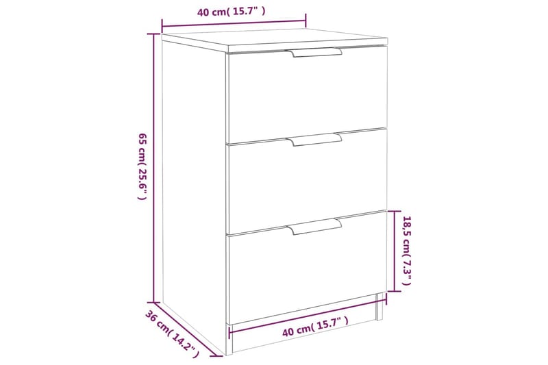 beBasic Nattbord 2 stk hvit 40x36x65 cm - Hvit - Sengebord & nattbord