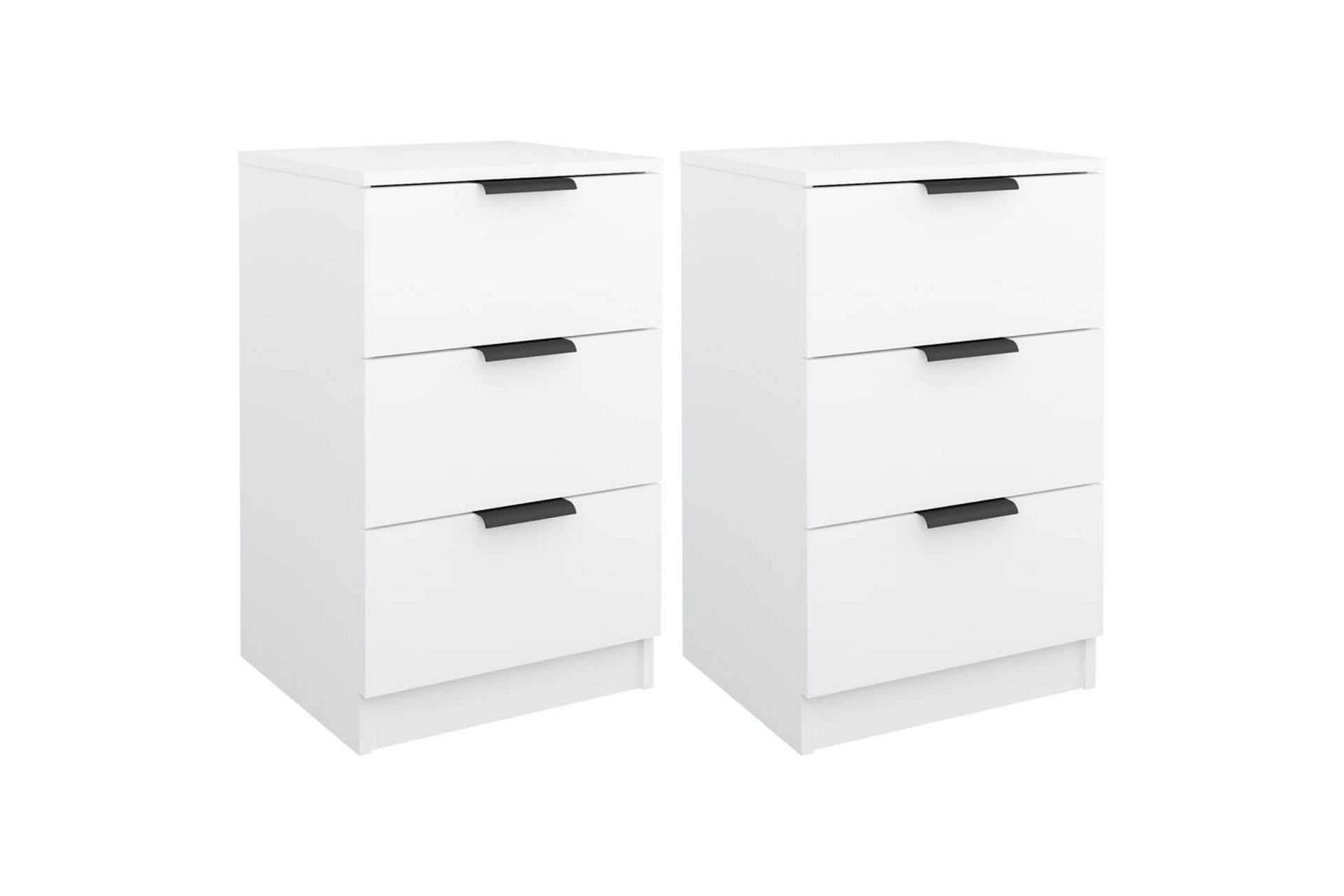 beBasic Nattbord 2 stk hvit 40x36x65 cm - Hvit - Møbler - Bord - Avlastningsbord - Sengebord & nattbord