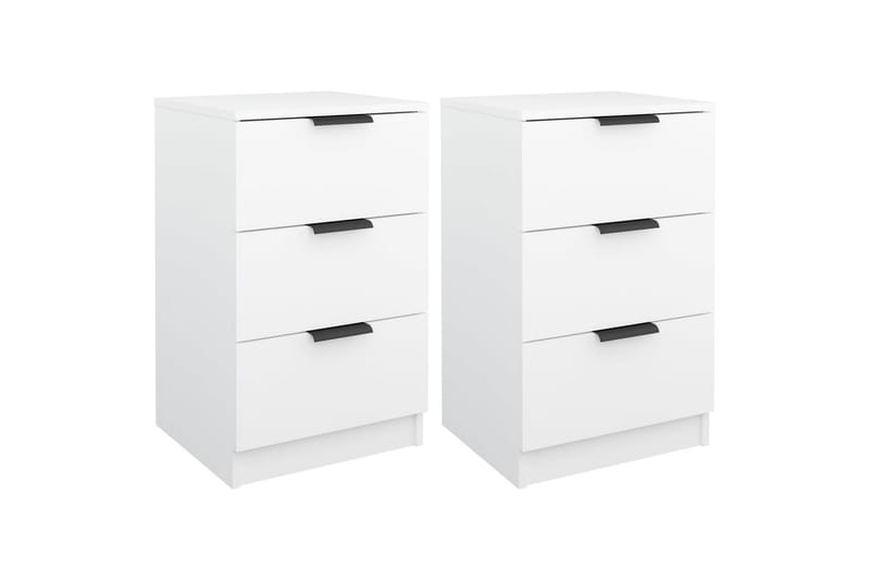 beBasic Nattbord 2 stk hvit 40x36x65 cm - Hvit - Møbler - Bord - Avlastningsbord - Sengebord & nattbord
