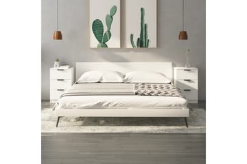 beBasic Nattbord 2 stk hvit 40x36x65 cm - Hvit - Møbler - Bord - Avlastningsbord - Sengebord & nattbord