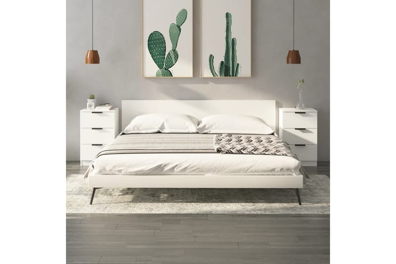 beBasic Nattbord 2 stk hvit 40x36x65 cm - Hvit - Møbler - Bord - Avlastningsbord - Sengebord & nattbord